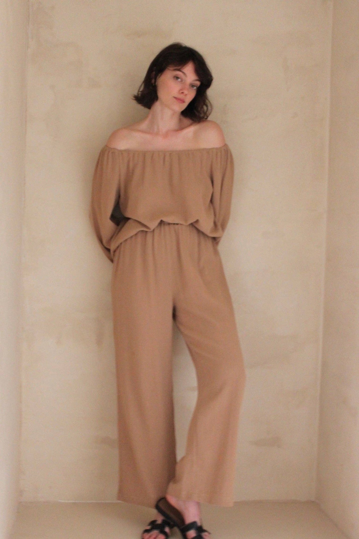 Na Nin - Patricia Waffled Cotton Pant in Toffee