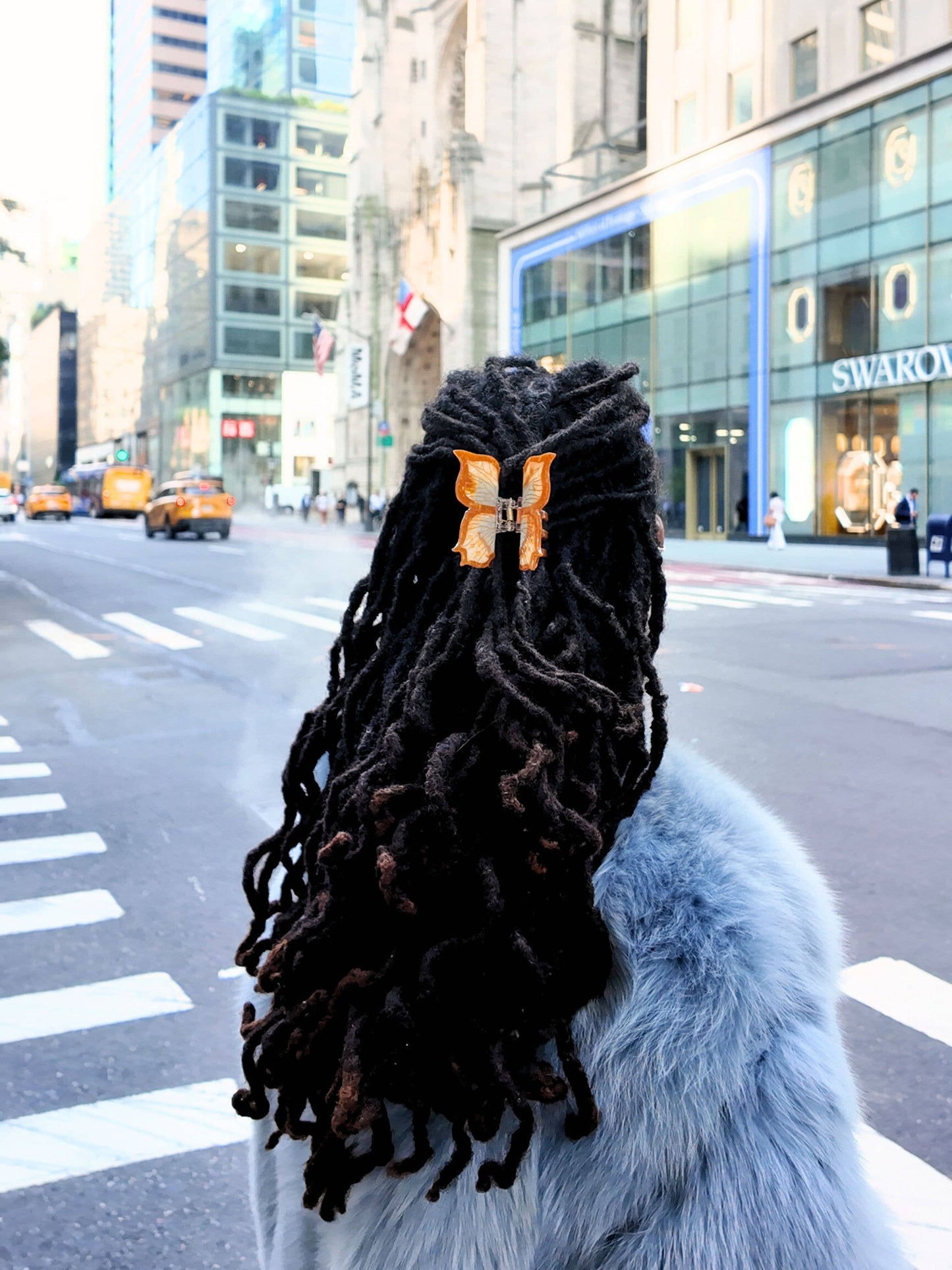 Solar Eclipse - Hand-painted Australian Amethyst Butterfly Claw Hair Clip |