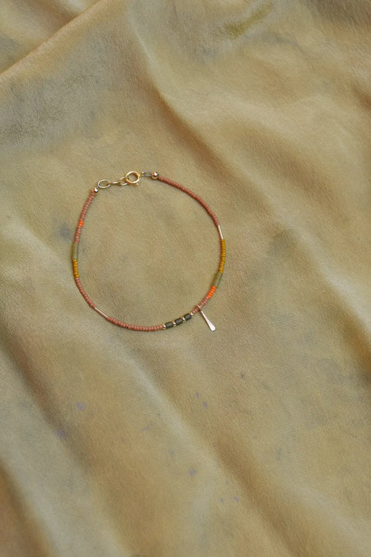 Freestone - Single Strand Bracelet or Anklet- Peach with Jade: Bracelet