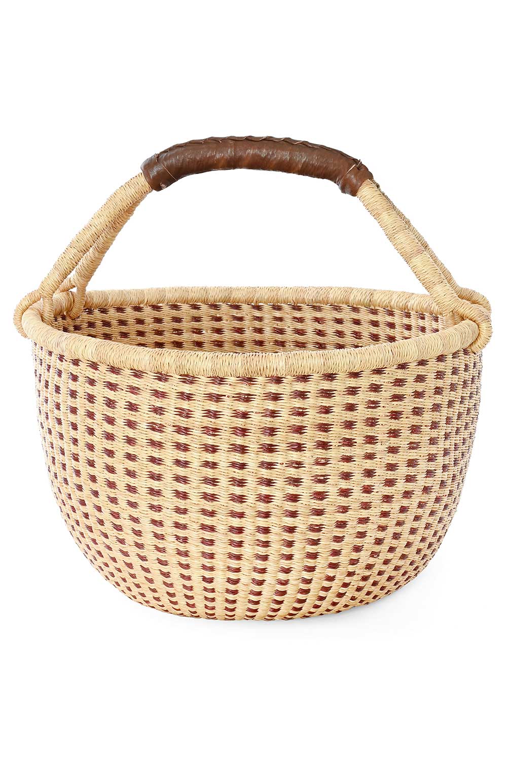Swahili | AFRICAN MODERN - Chestnut and Natural Checked Bolga Basket