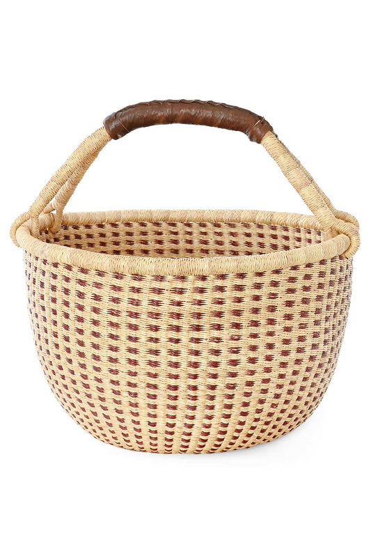 Swahili | AFRICAN MODERN - Chestnut and Natural Checked Bolga Basket