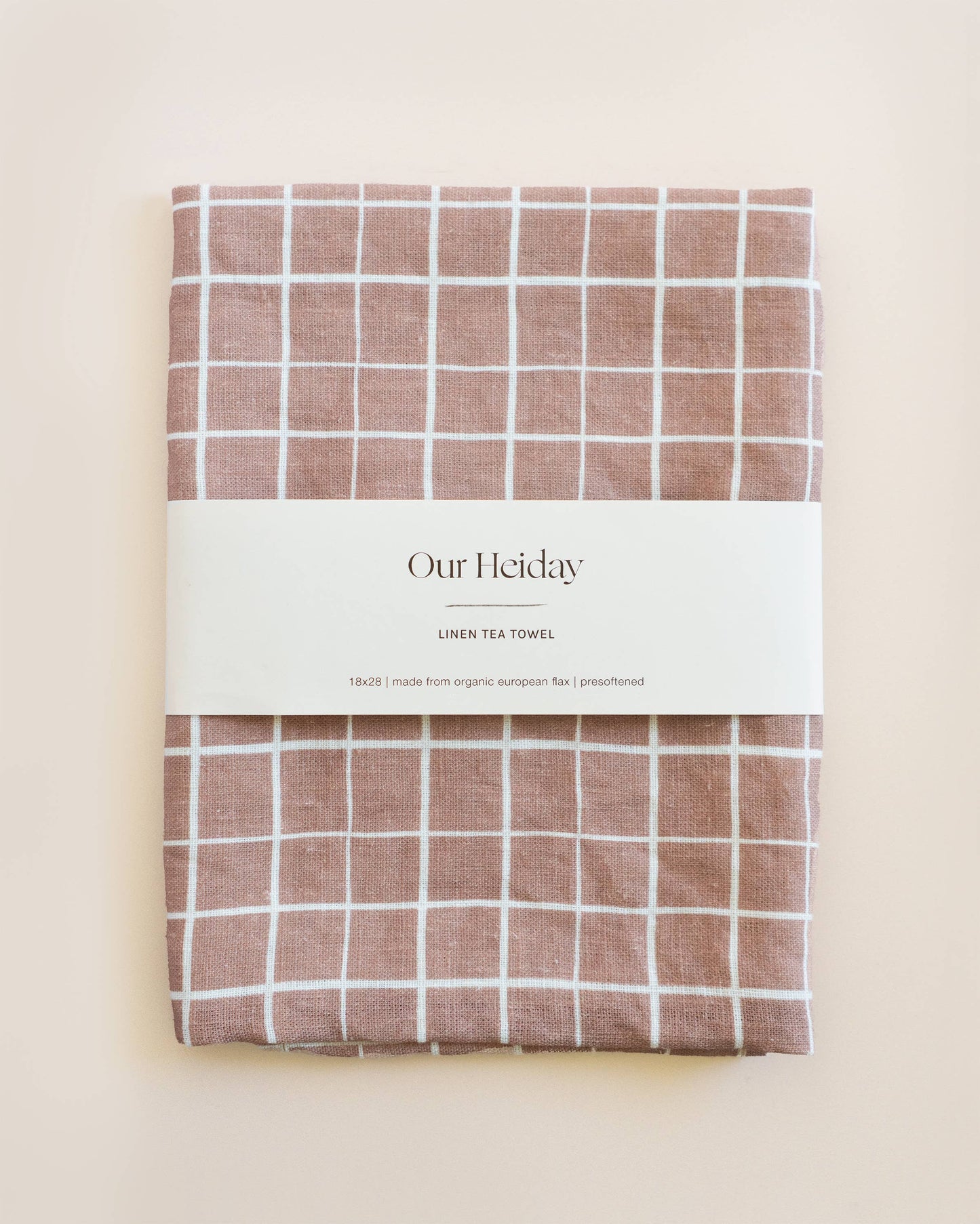 Our Heiday - Loose Grid Mocha Linen Tea Towel
