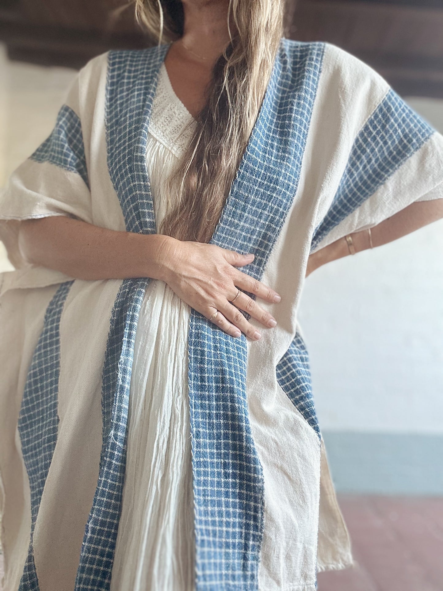 Antique Window pane Indigo Caftan by Summer Vega