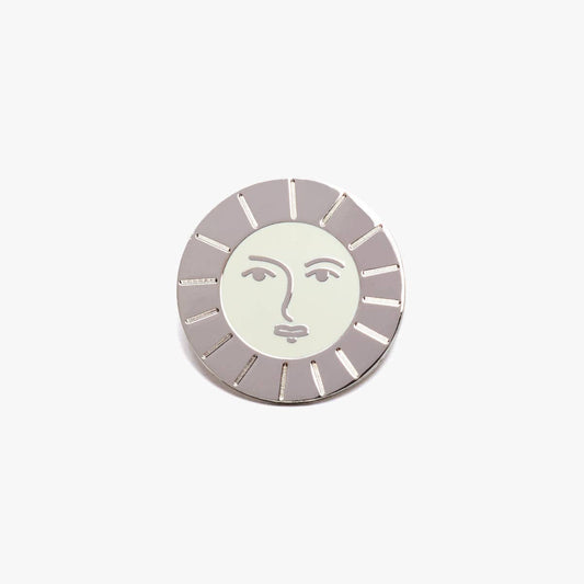 WINONA IRENE - Artemis Celestial Moon Enamel Pin in Silver and Bone White