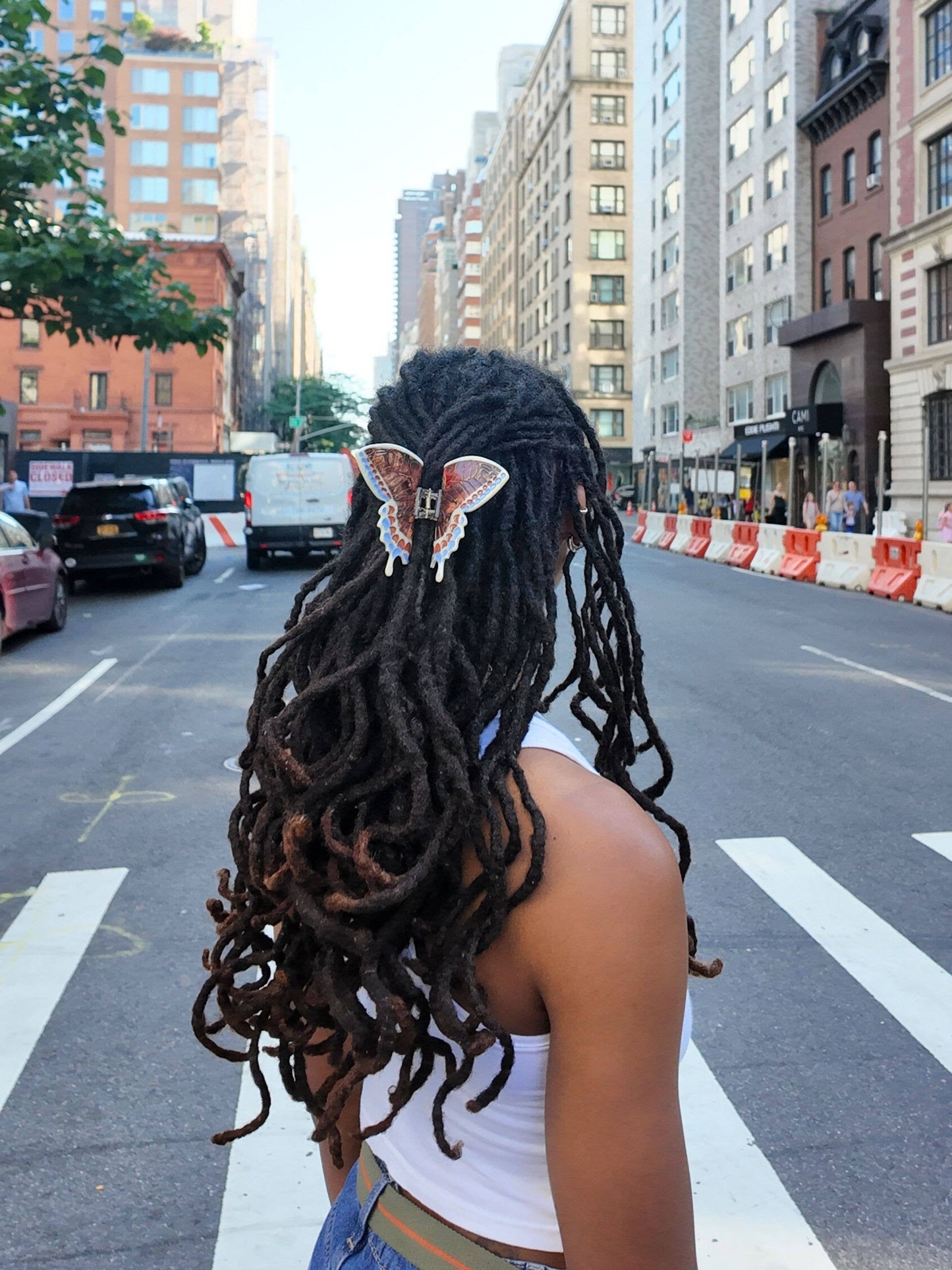 Solar Eclipse - Hand-painted Swallowtail Butterfly Claw Hair Clip: Brown