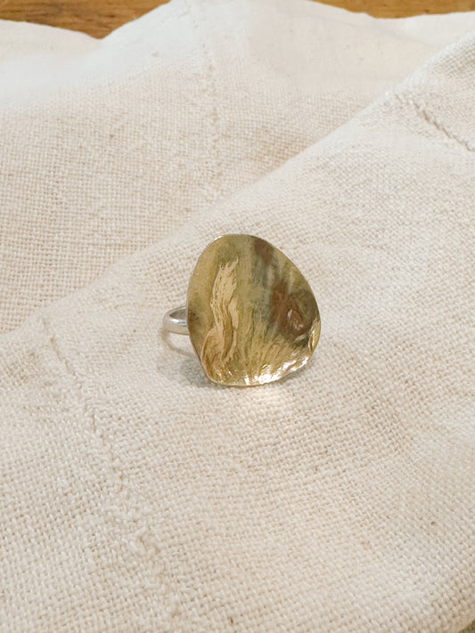 Rare vintage TOUS sterling + 14k gold plated organic ring