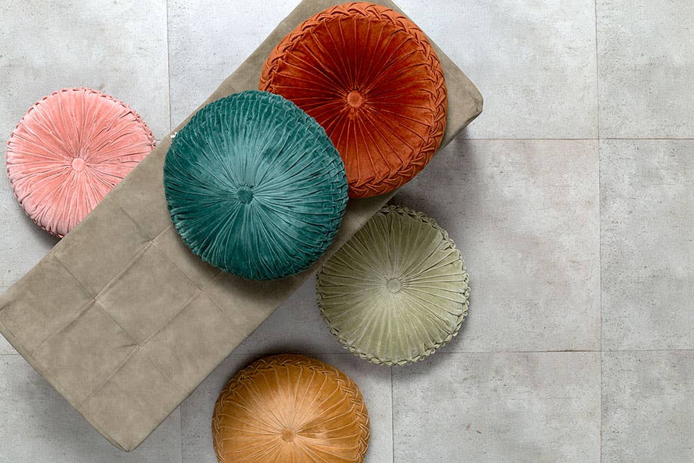 Casa Amarosa - Velvet Round Handmade Pillow, Clay - 16 Inch