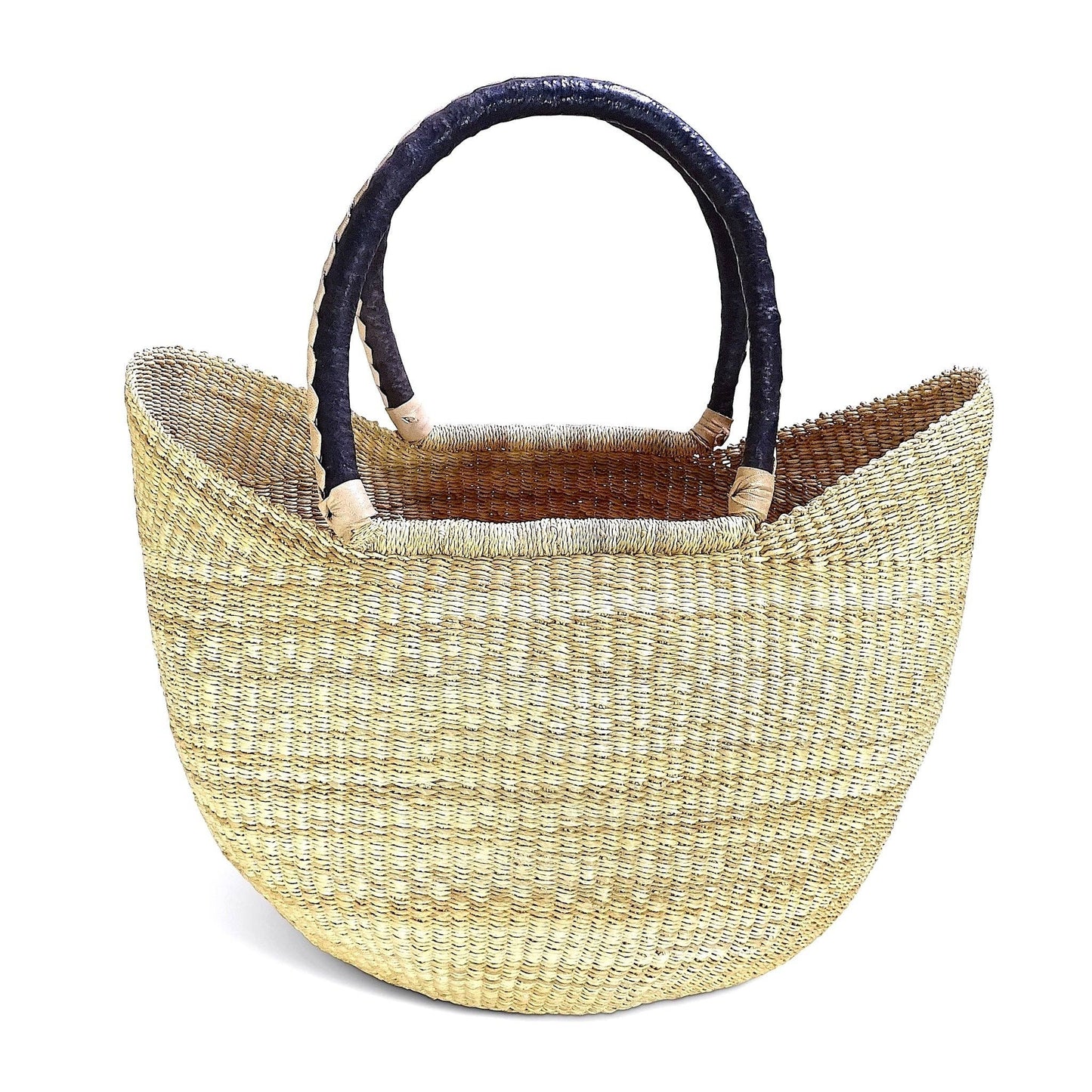 Ti-a Woven Goods - Ghanaian Lacey Medium Shopper Basket in Natural