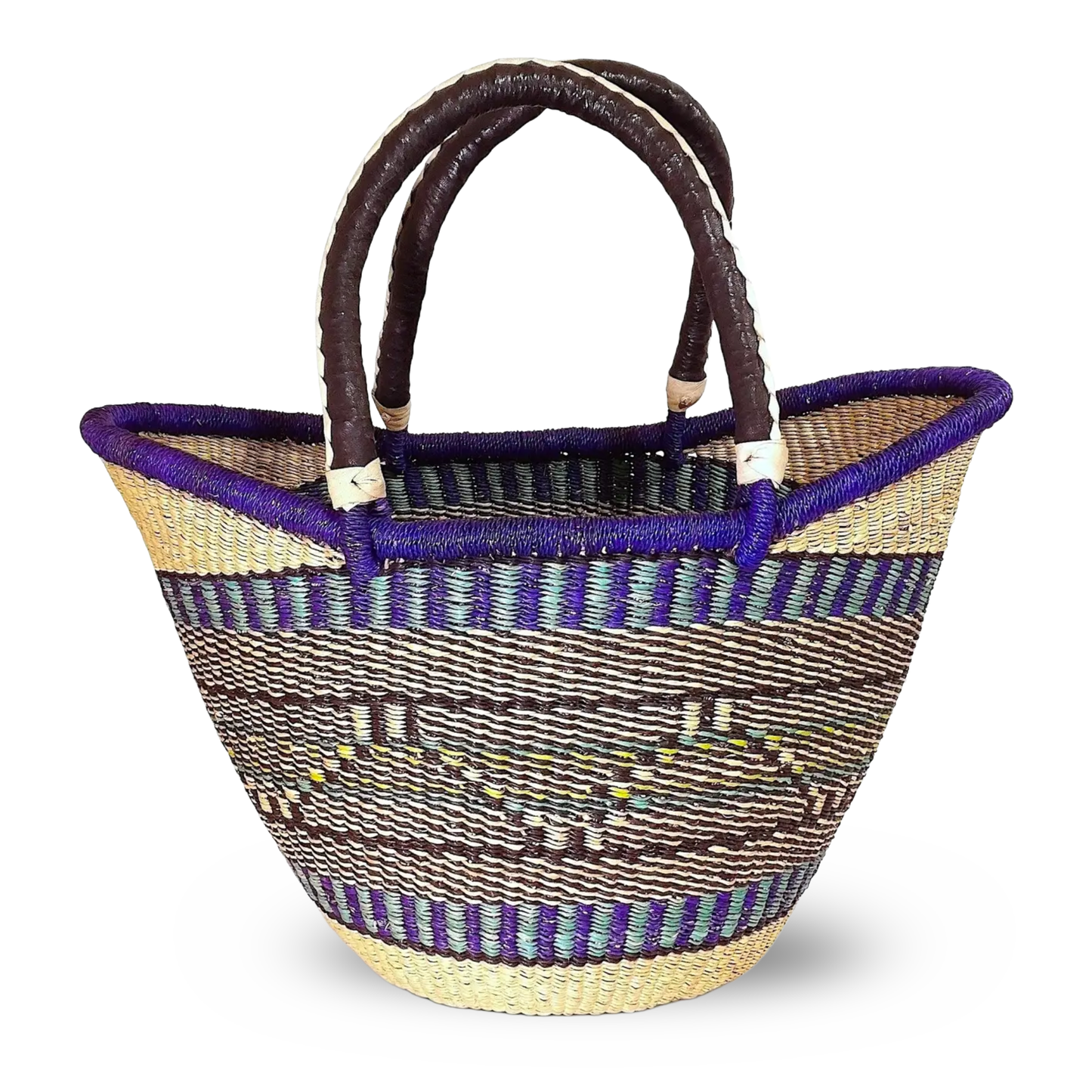 Ti-a Woven Goods - Ghanaian Lacey Medium Shopper Basket in Natural