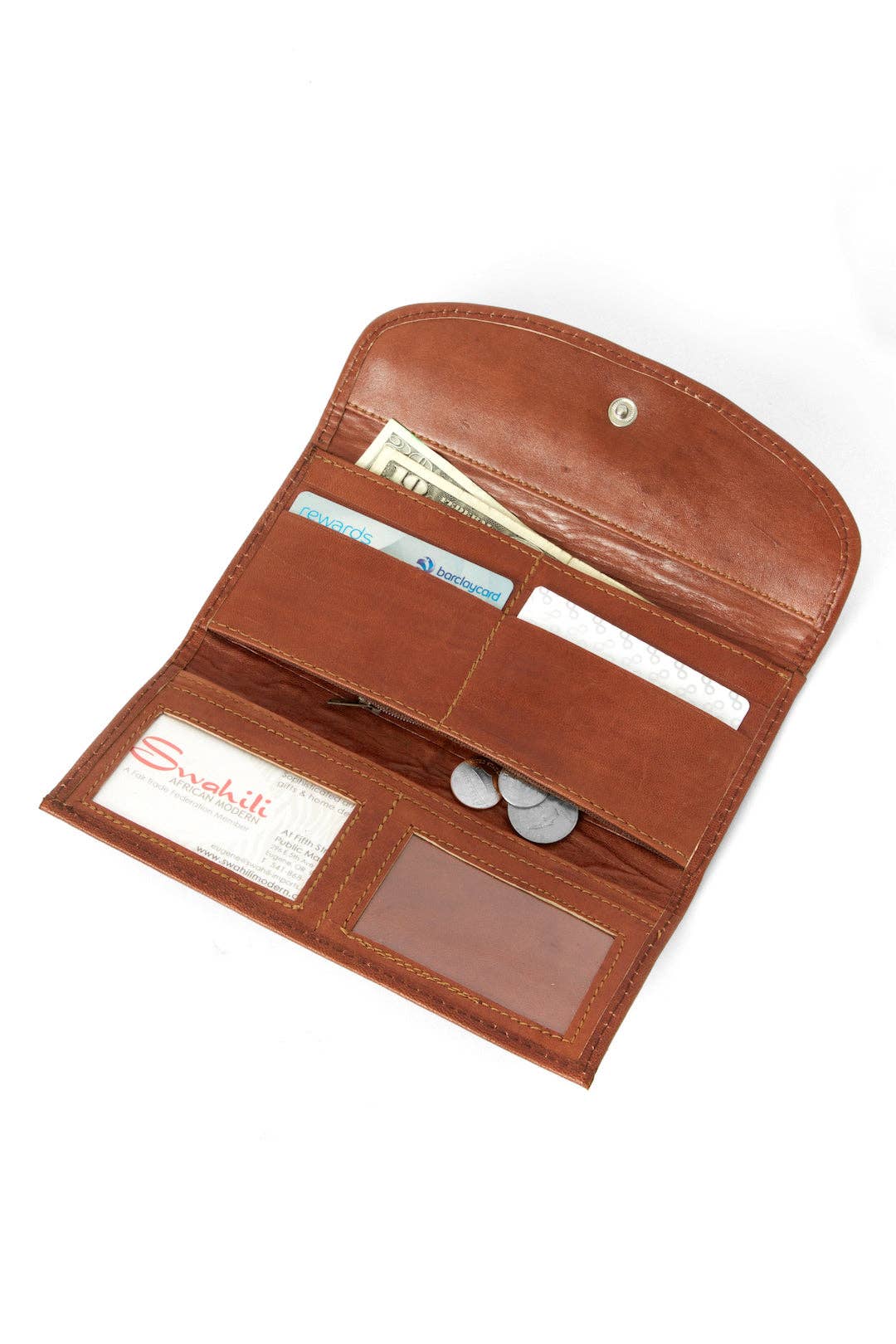 Swahili | AFRICAN MODERN - Brown Mudcloth & Leather Women's Wallet