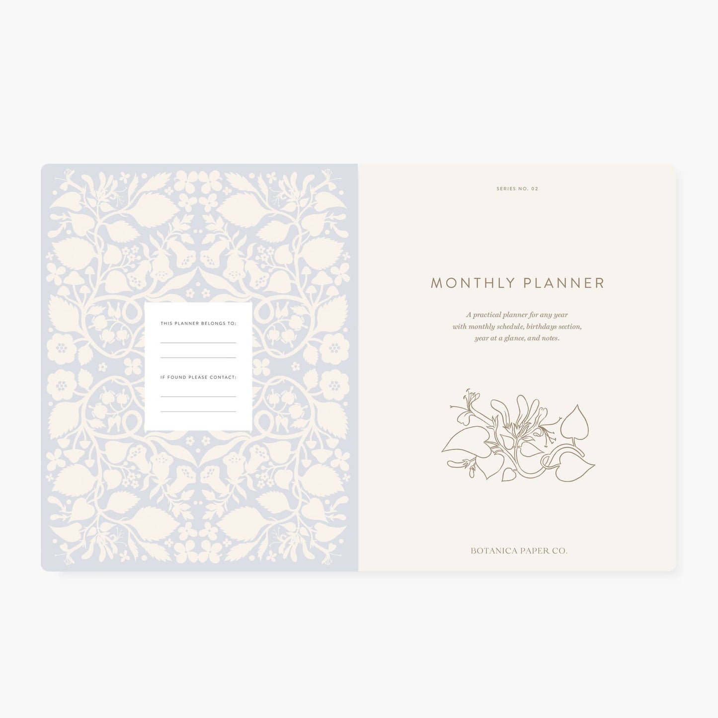 Botanica Paper Co. - BLUE FLORAL | UNDATED MONTHLY PLANNER