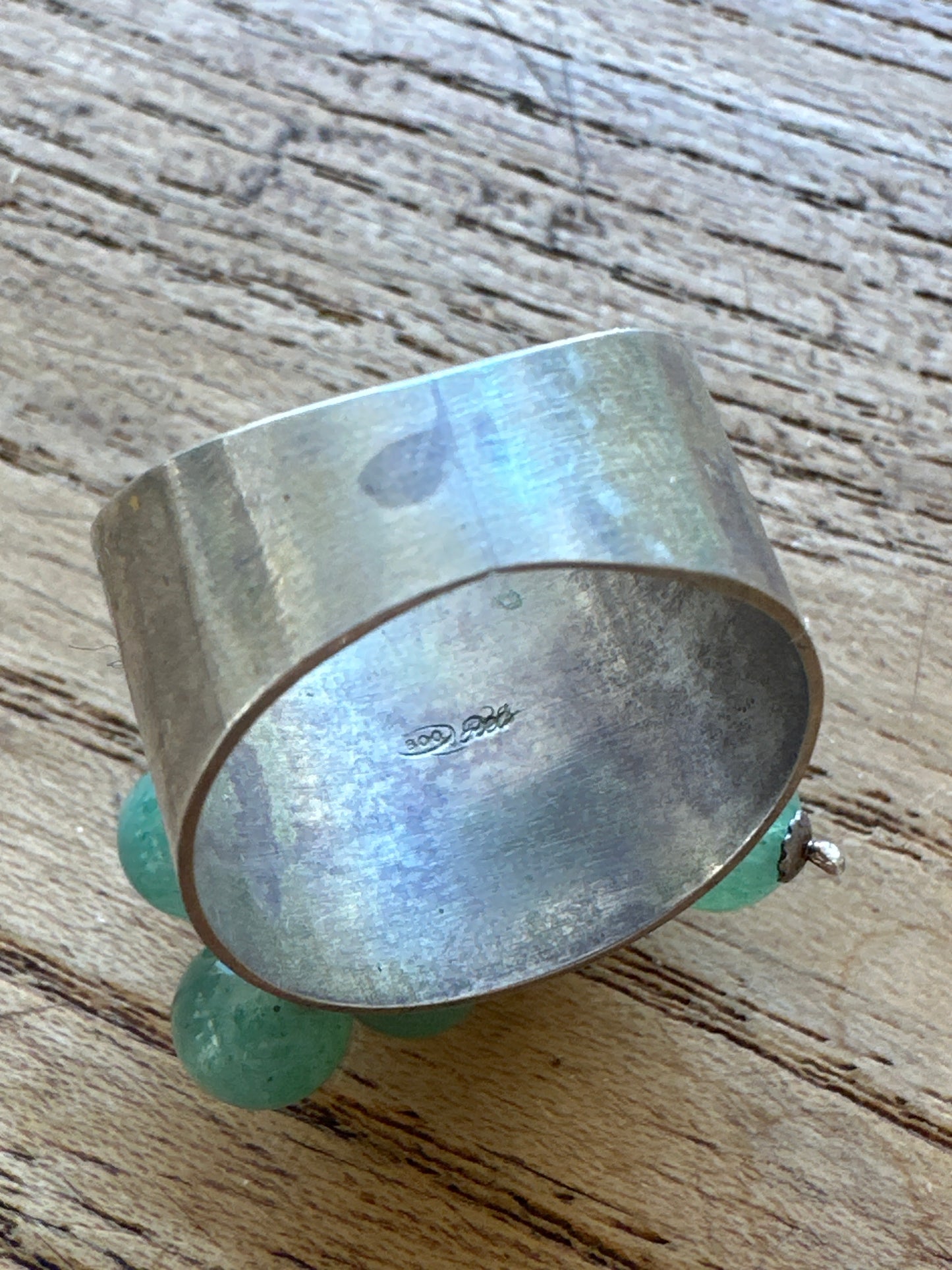 Vintage Spanish sterling & jade cluster ring