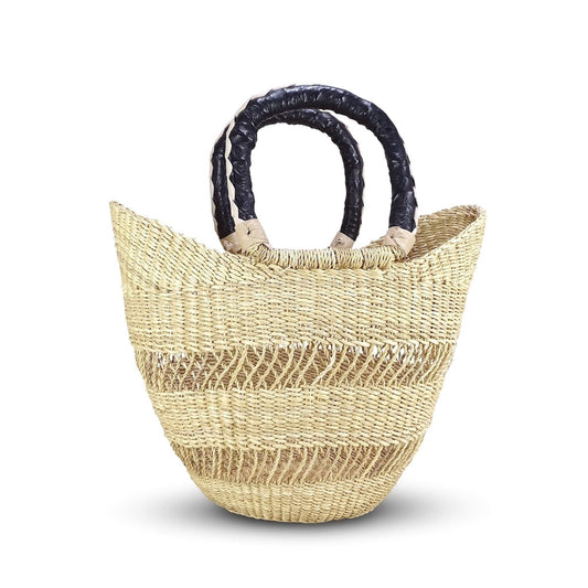 Ghanaian Petite Lacey Shopper with leather handles