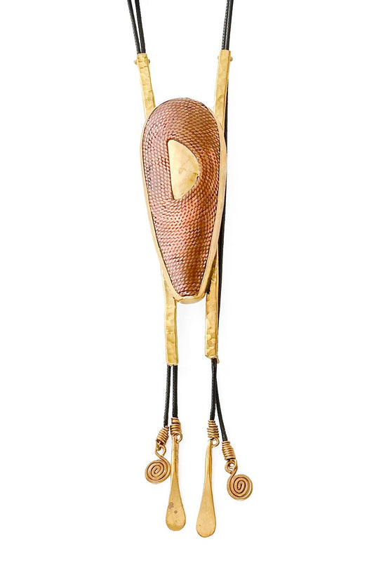 Swahili | AFRICAN MODERN - Copper and Brass Shield Bolo Necklace