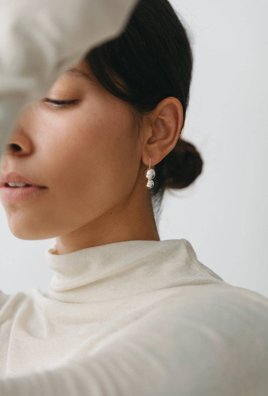 Maslo Jewelry - Double Orb Silver Earrings