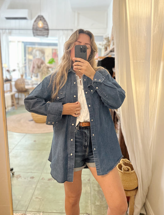 Vintage Wrangler denim button up shirt jacket