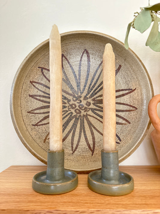 Vintage Ceramic candle holders with sculptural candles