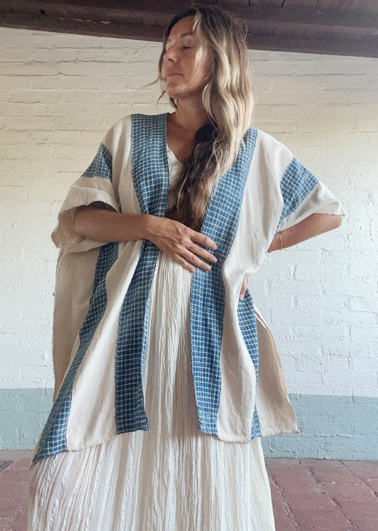 Antique Window pane Indigo Caftan by Summer Vega