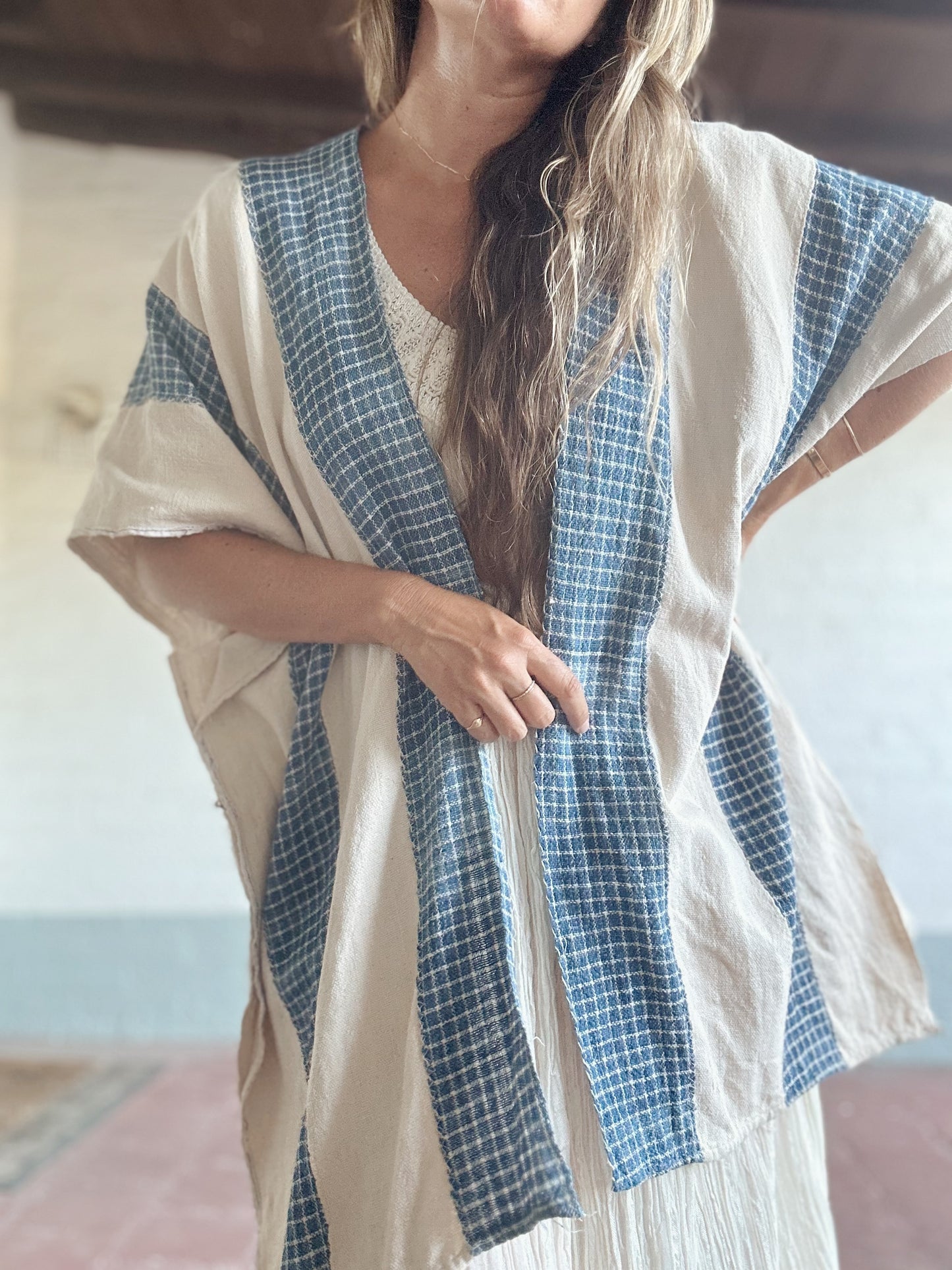 Antique Window pane Indigo Caftan by Summer Vega