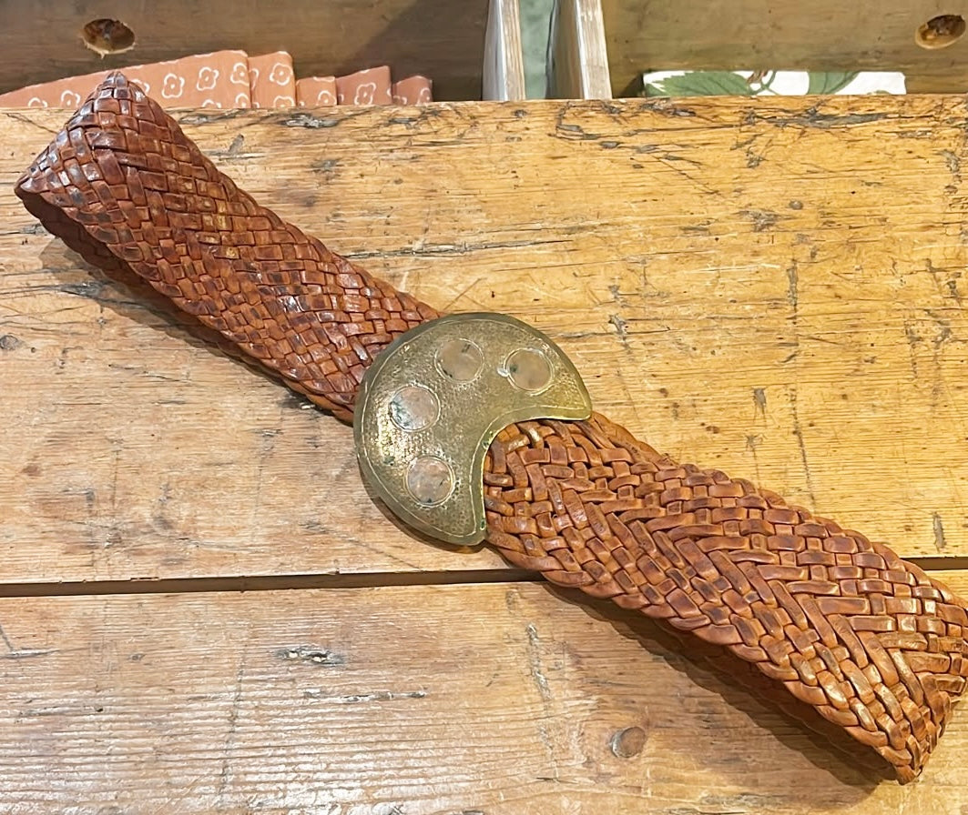 Vintage Moroccan leather moon belt - reserved for Erin