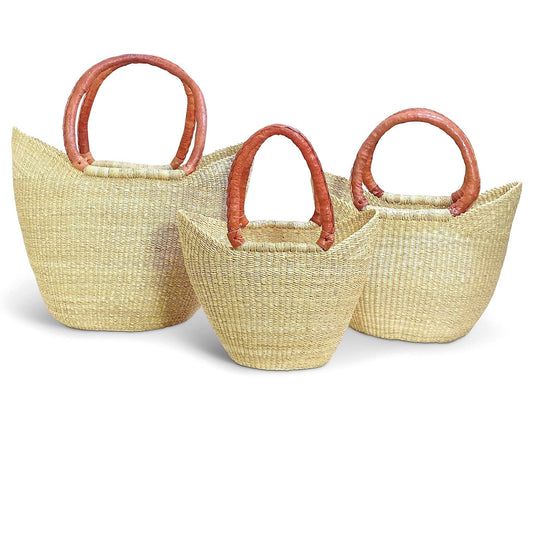 Ghanaian Petite Shopper with leather handles