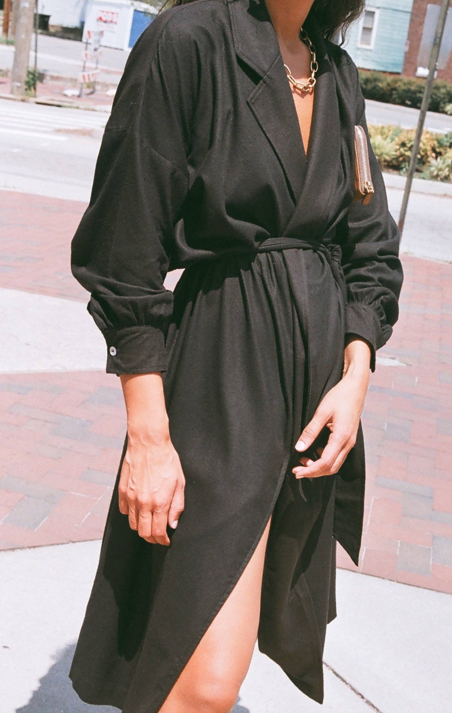 Na Nin - Layla Raw Silk Wrap Dress in Black