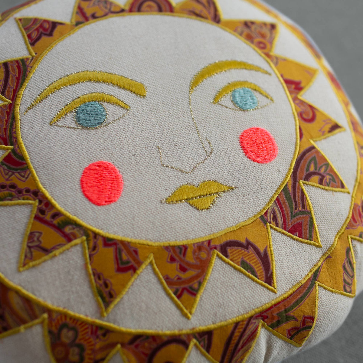 Bright Neon Handmade Sun Pillow