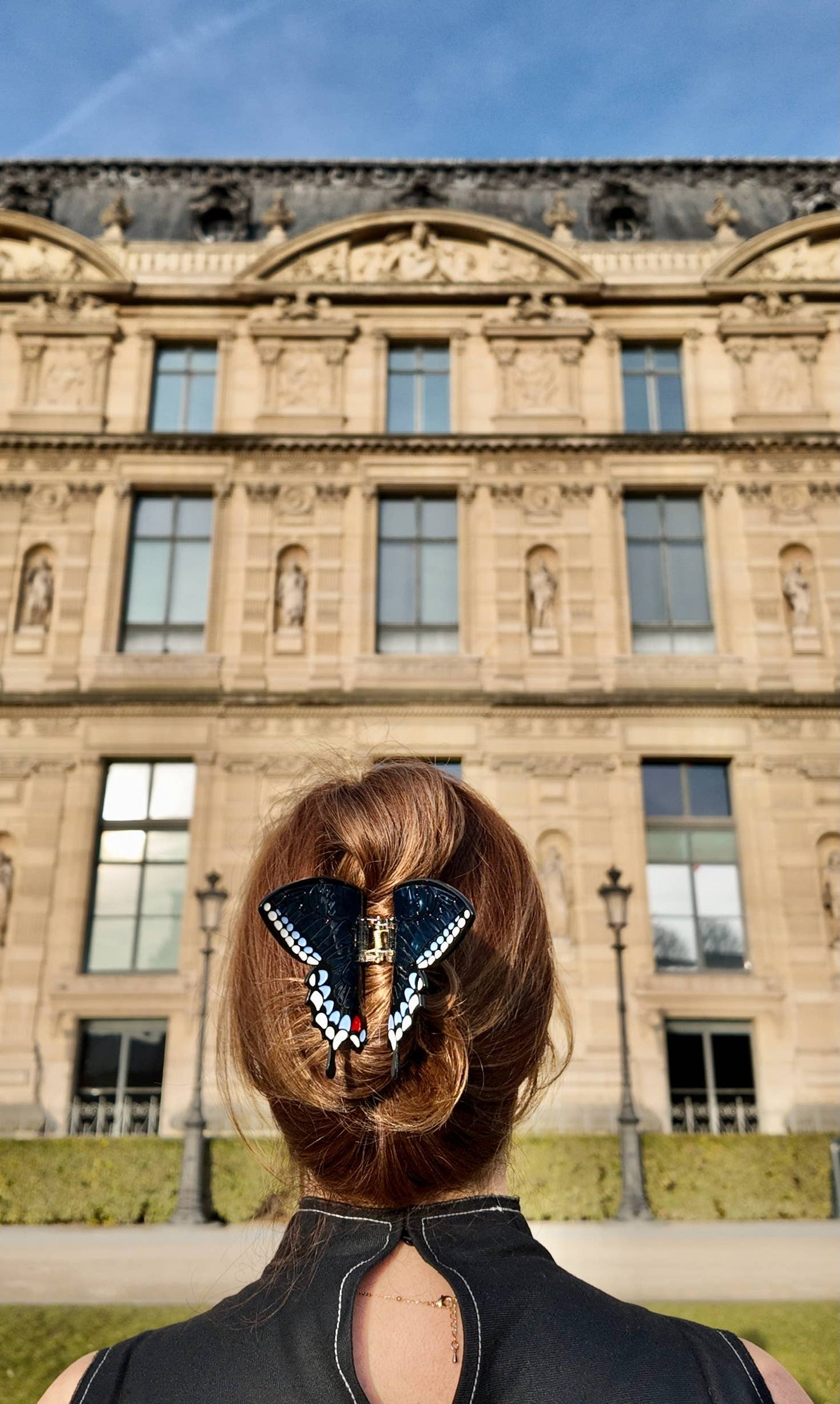 Solar Eclipse - Hand-painted Swallowtail Butterfly Claw Hair Clip: Brown