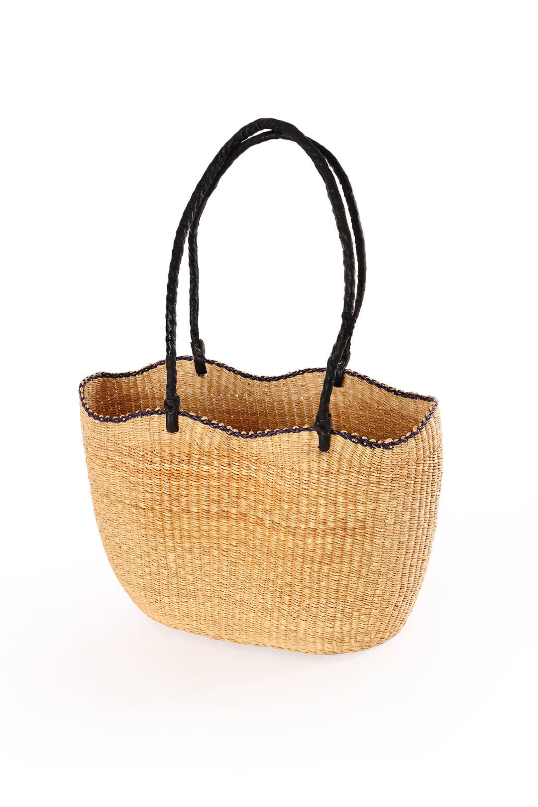 Swahili | AFRICAN MODERN - Scalloped Grass Tote with Black Edge Detail