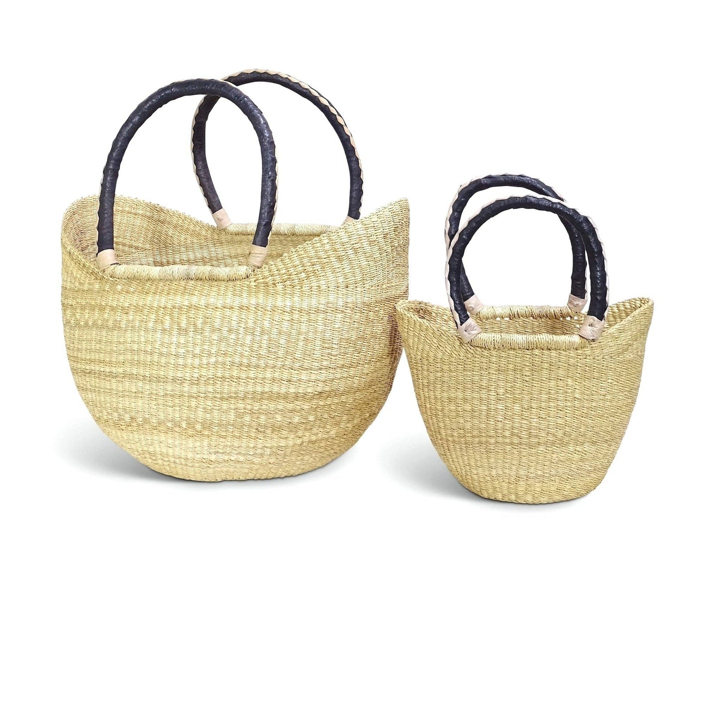 Ti-a Woven Goods - Ghanaian Lacey Medium Shopper Basket in Natural