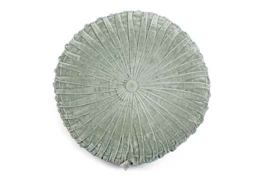 Casa Amarosa - Velvet Round Handmade Pillow Sage Green  - 16 Inch