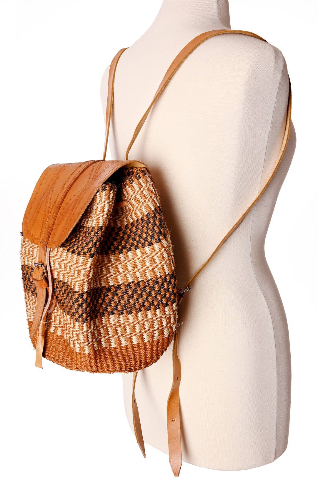 Swahili | AFRICAN MODERN - Assorted Earthtone Leather & Sisal Backpack