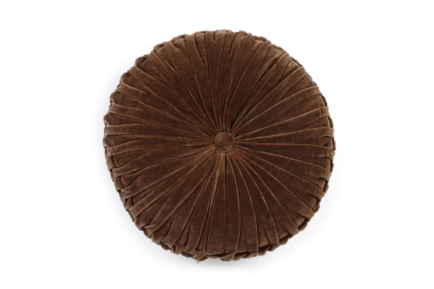 Casa Amarosa - Velvet Round Handmade Pillow, Monk Brown - 16 Inch