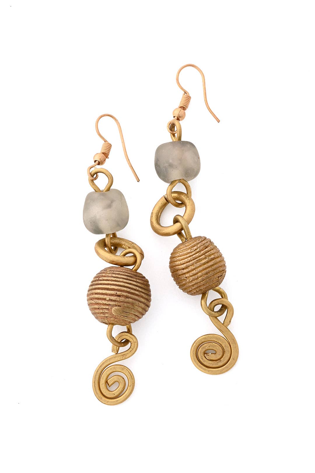 Swahili | AFRICAN MODERN - Brass & Recycled Glass Spiral Sands Earrings