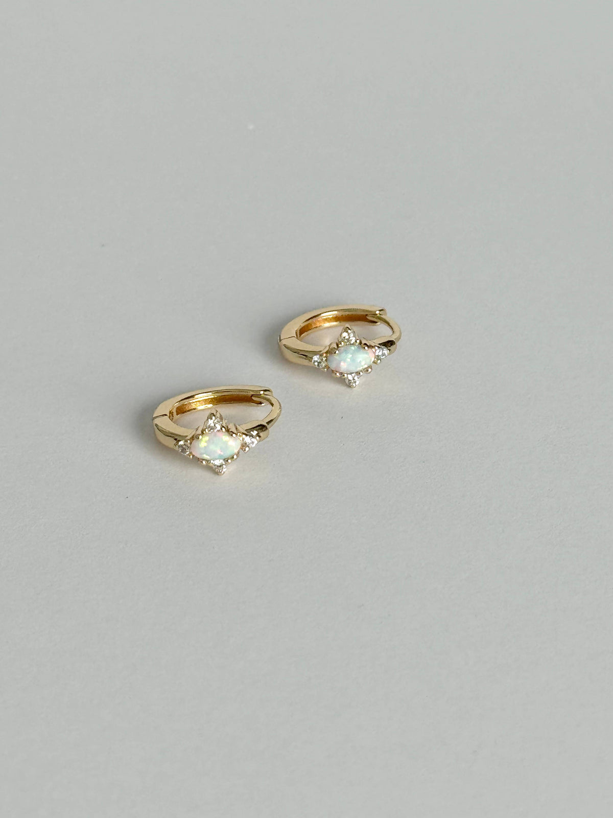 Opal Star Huggie Earrings