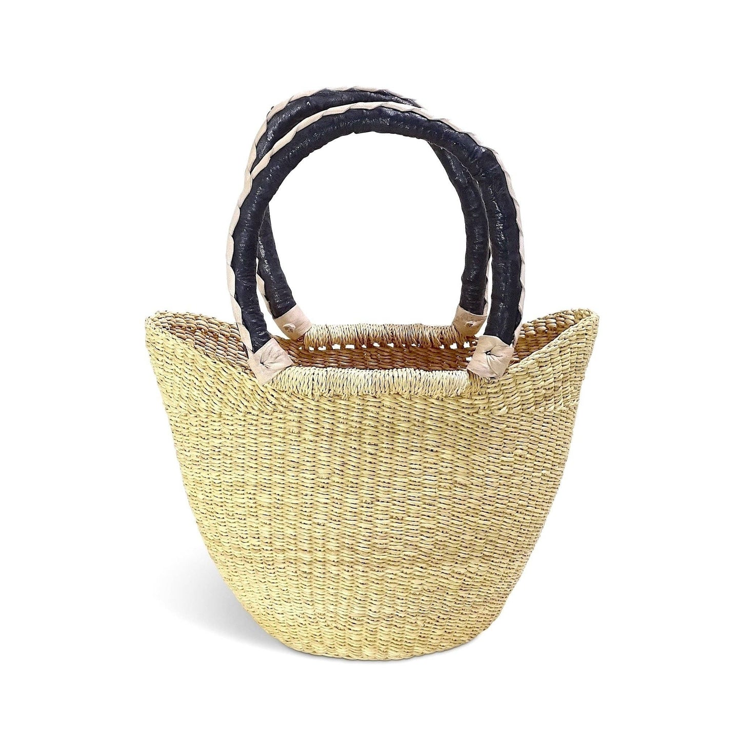 Ti-a Woven Goods - Ghanaian Lacey Medium Shopper Basket in Natural