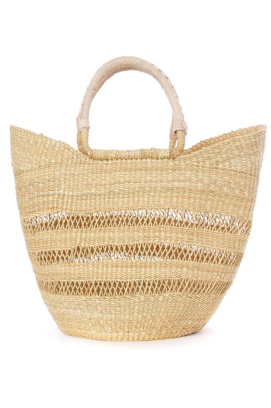 Swahili | AFRICAN MODERN - Natural Ghanaian Lacework Wing Shopper with Dye-Free Leather