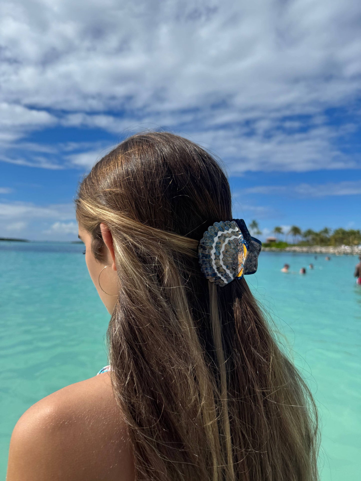 Solar Eclipse - Hand-painted Seashell Claw Hair Clip | Eco-Friendly: Golden Sand