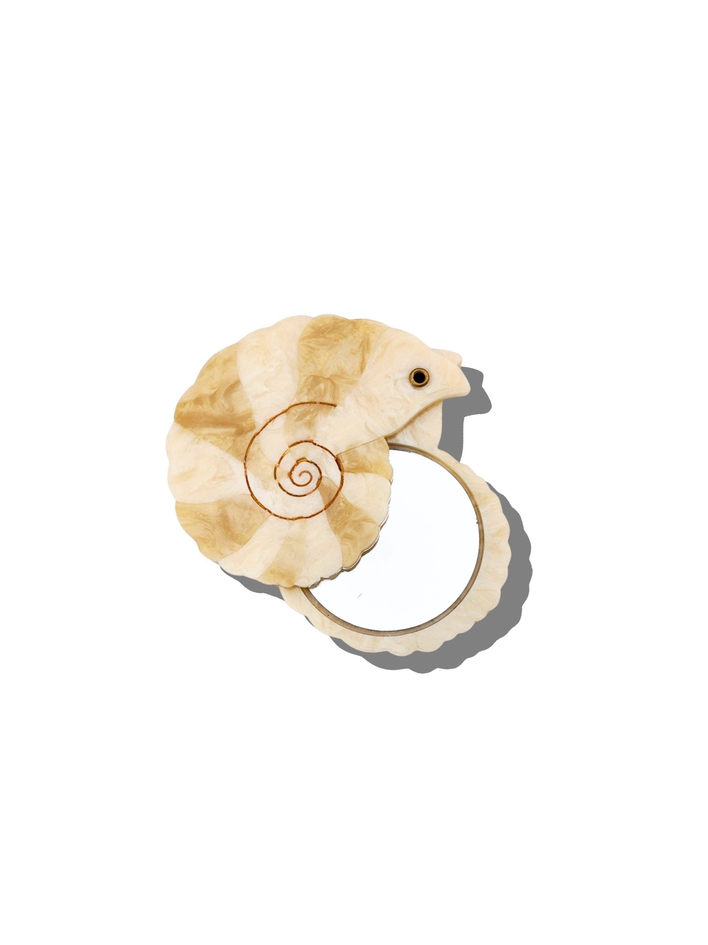 Solar Eclipse - Hand-painted Spiral Shell Compact Mirror | Eco-Friendly