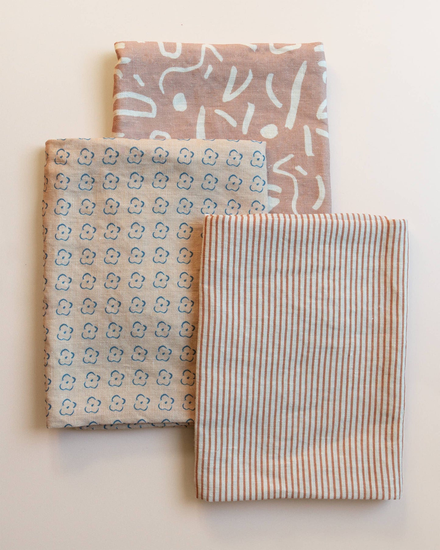 Our Heiday - Classic Stripe Terracotta Linen Tea Towel