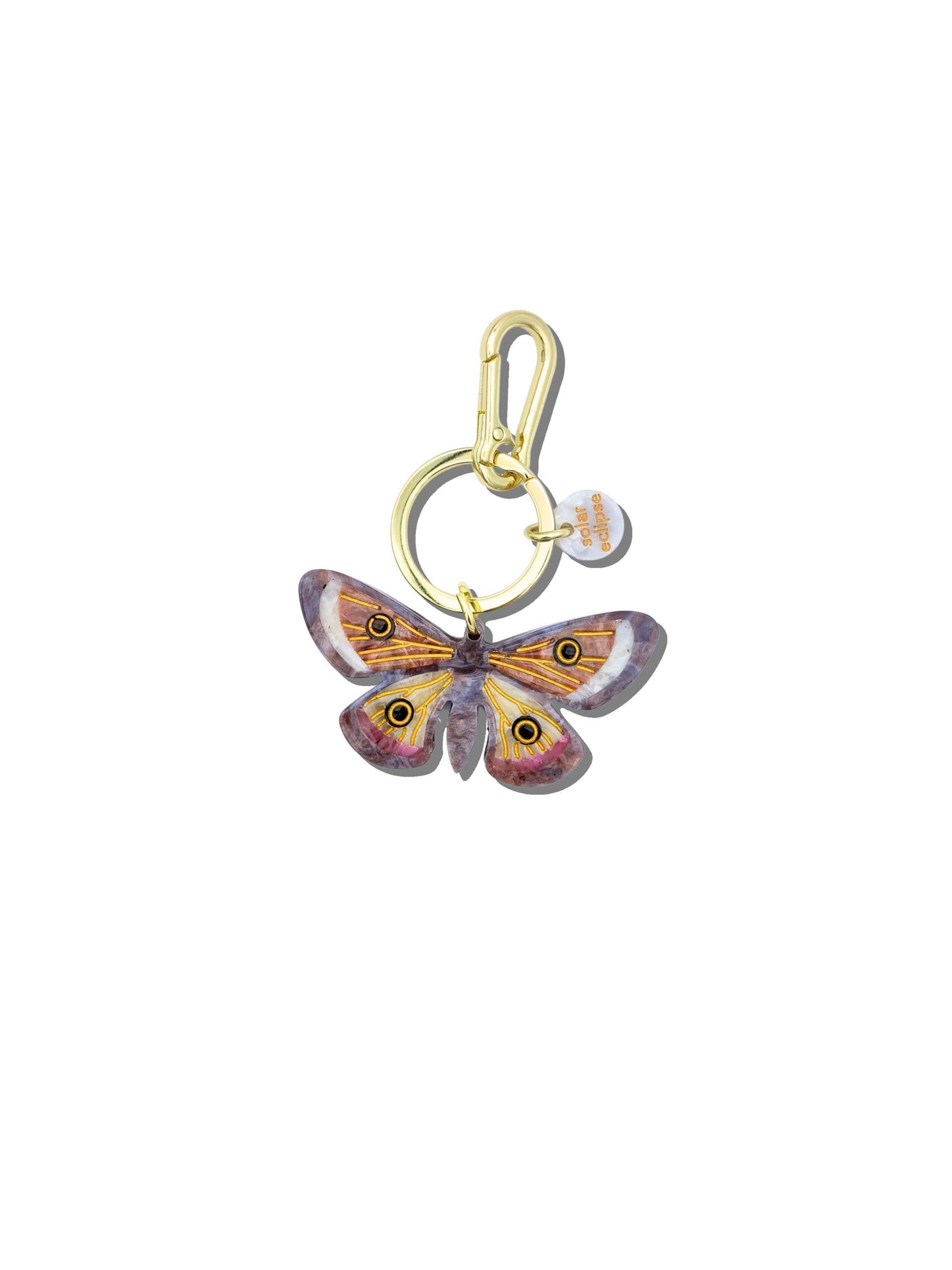 Solar Eclipse - Hand-painted Emperor Silk Moth Bag Charm + Keychain