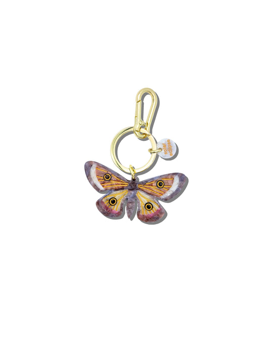 Solar Eclipse - Hand-painted Emperor Silk Moth Bag Charm + Keychain