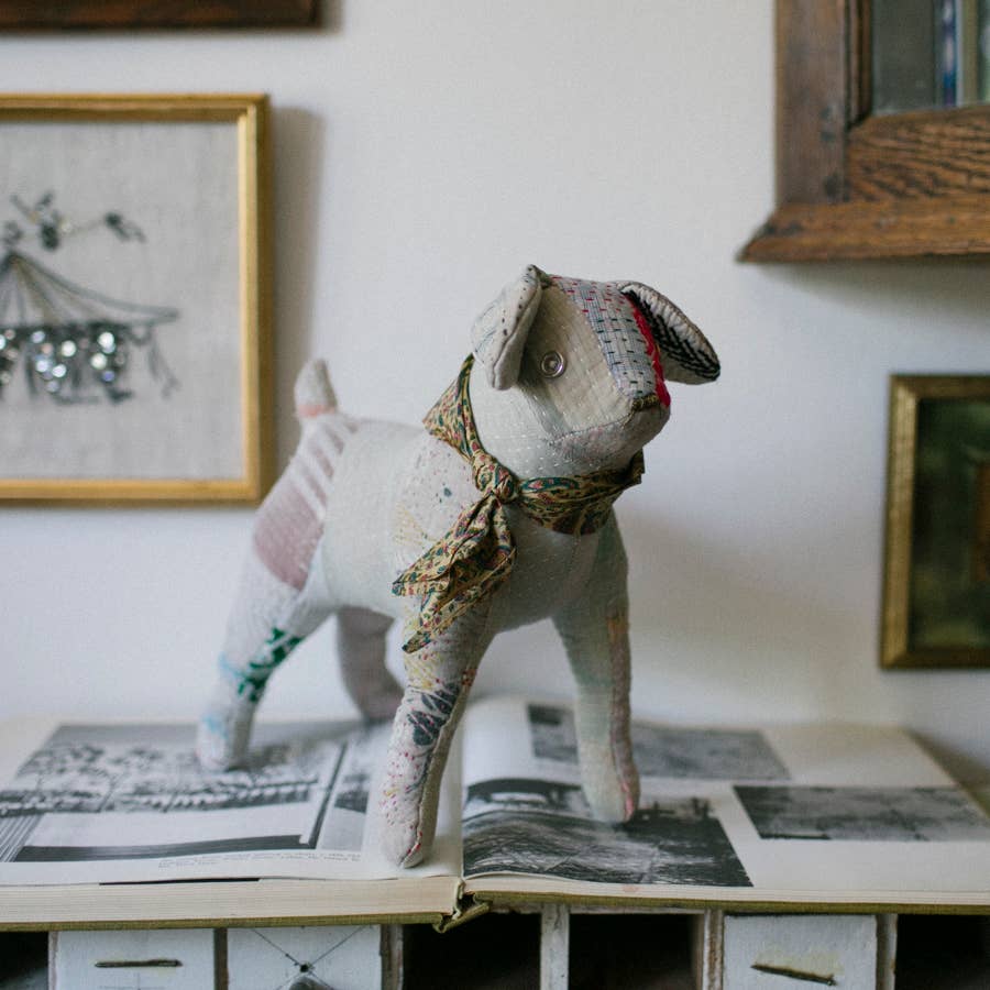 Kantha 'Darby' Dog - Soft Cotton Art Doll
