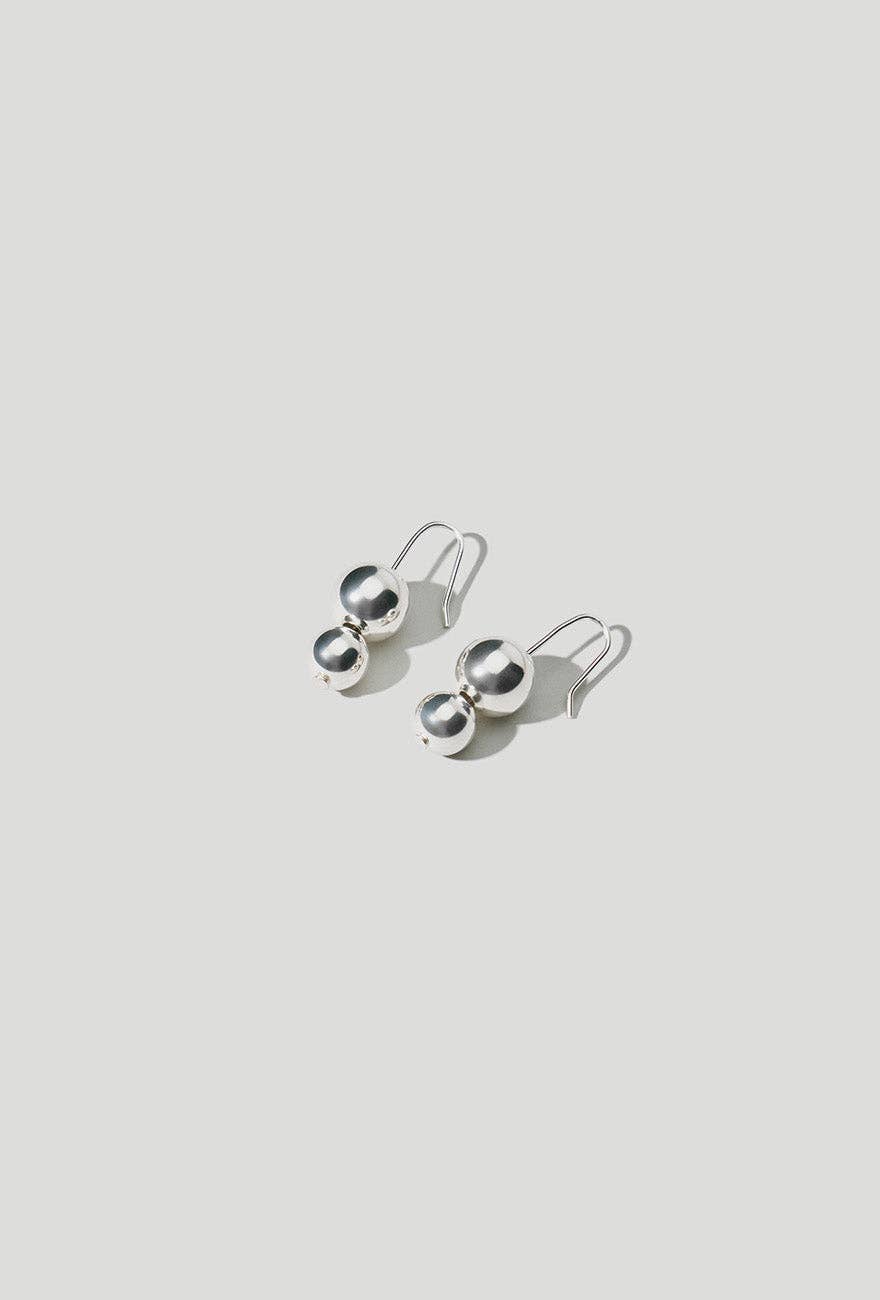 Maslo Jewelry - Double Orb Silver Earrings