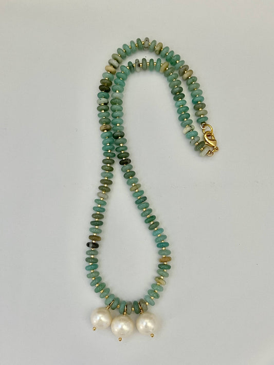 Sandrine France Studio - Madeleine Necklace: Amazonite / 20"