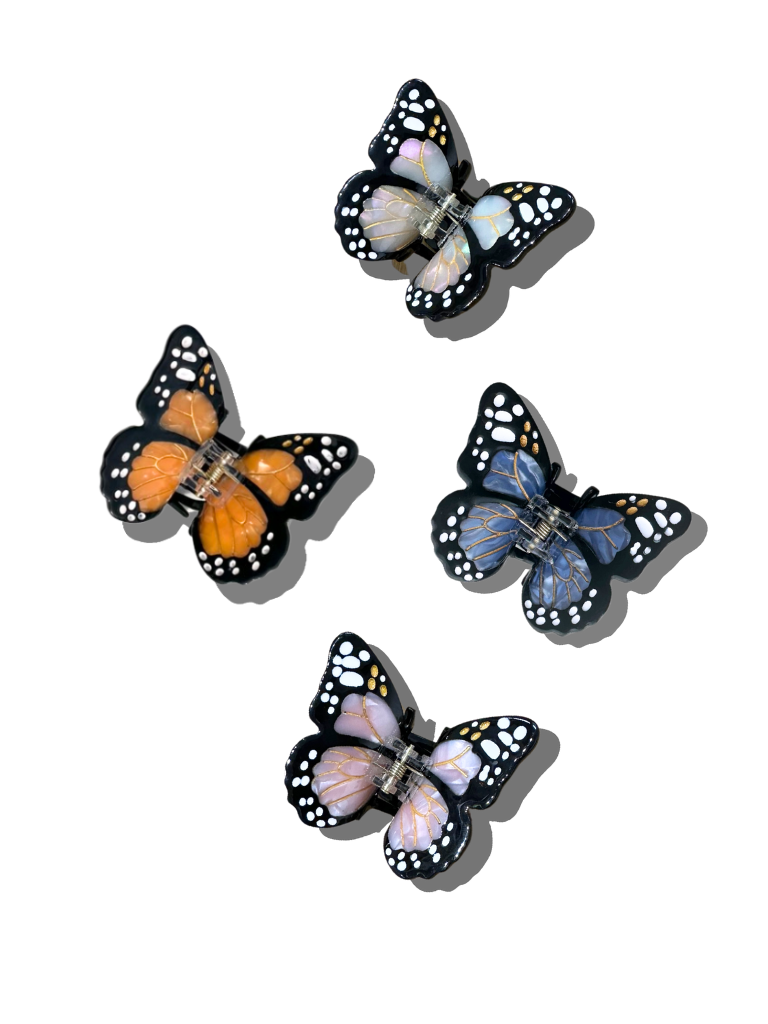 Solar Eclipse - Hand-painted Mini Monarch Claw Hair Clip | Eco-Friendly: Orange