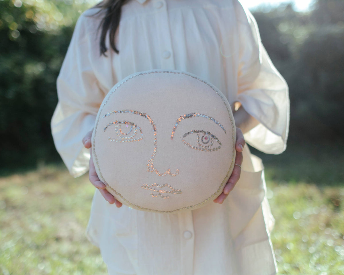 Full Moon Face Handmade Pillow