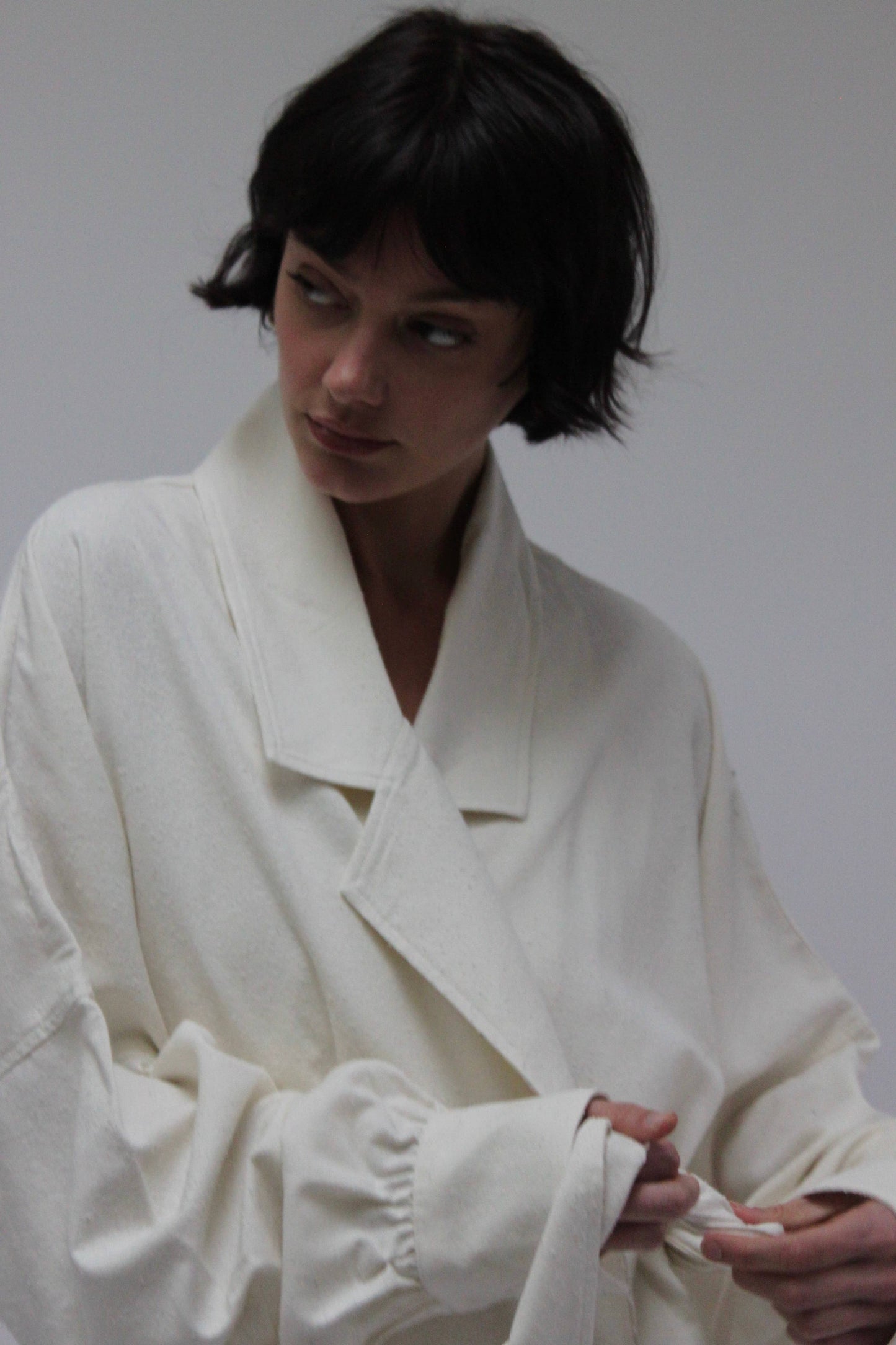 Na Nin - Layla Raw Silk Wrap Dress in Cream