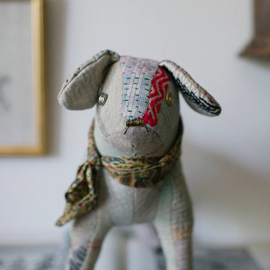 Kantha 'Darby' Dog - Soft Cotton Art Doll