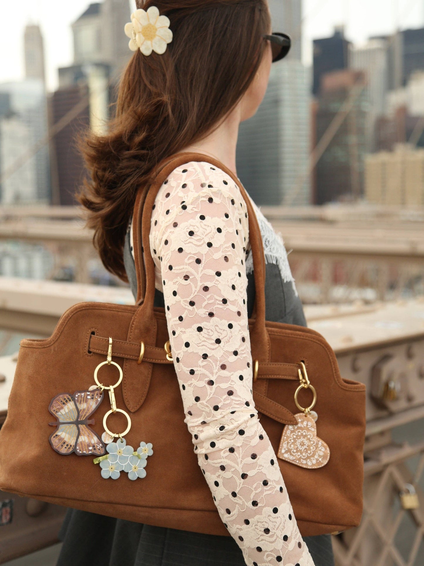 Solar Eclipse - Hand-painted Boho Butterfly Bag Charm + Keychain | Eco-Friendly